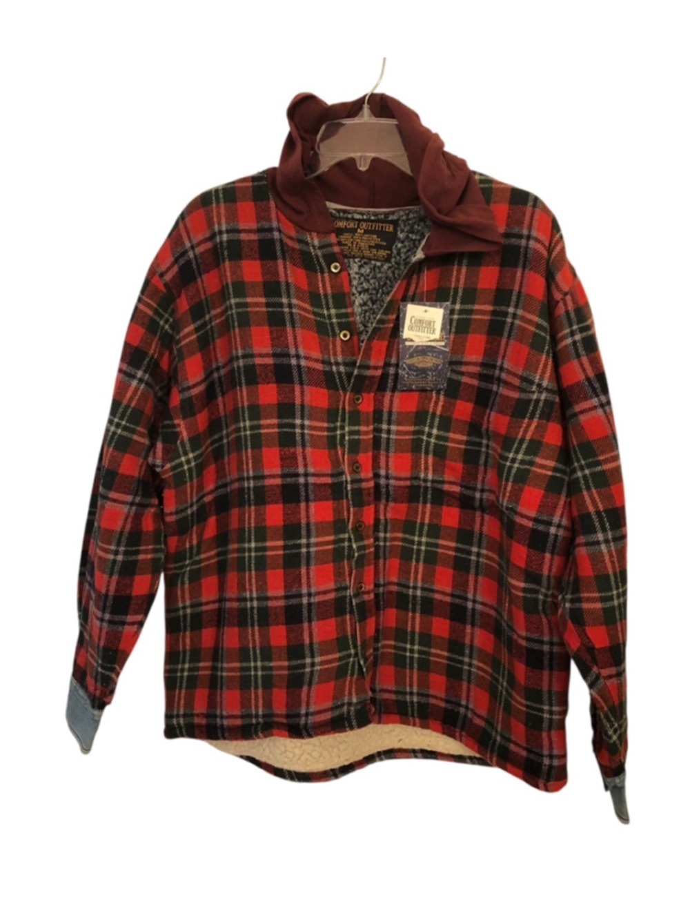 Size M NWT Plaid Flannel Hooded Jacket Comfort Outfitters Lumberjack Workwear